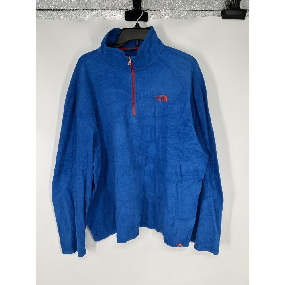 The North Face Sweater Mens XL Blue RU/14 Fleece Mock Neck Quarter 1/4‎ Zip